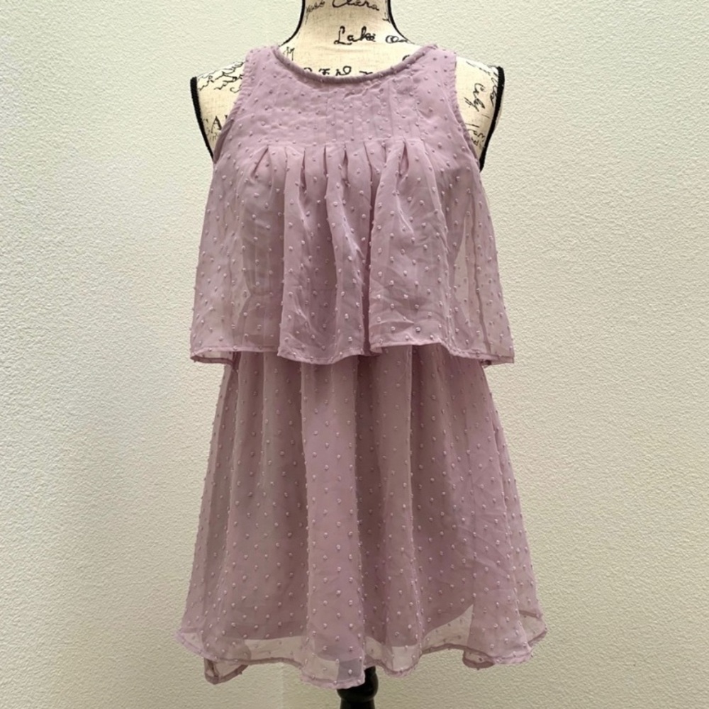 Modcloth purple vintage dot lace ruffle dress